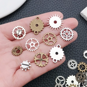 Mixed steampunk vintage bronze and silver gear charms for DIY jewelry making