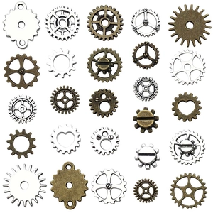 Mixed set of vintage steampunk mechanical gears in bronze and silver for DIY jewelry crafts