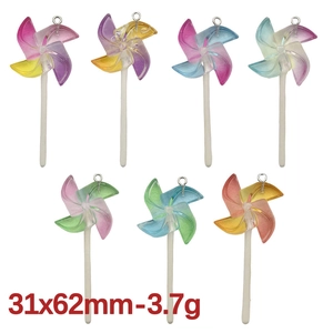 Pendentifs sucette moulin à vent en résine colorée pour porte-clés DIY en dégradé