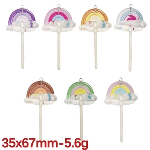 Lot de pendentifs sucettes arc-en-ciel en résine avec bâtons pour la création de bijoux