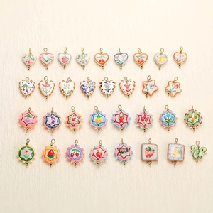 Pendentifs en céramique peints à la main avec motifs de fruits et fleurs pour bijoux