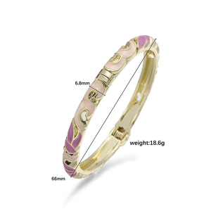 Vintage cloisonne enamel flower bracelet with pink and purple petals in gold finish