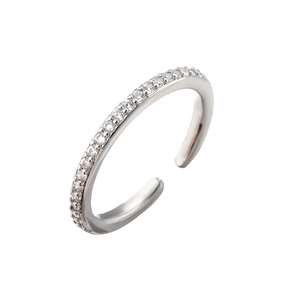 Verstelbare S925 zilveren ring met micro-pave zirkonia en glinsterende kristallen