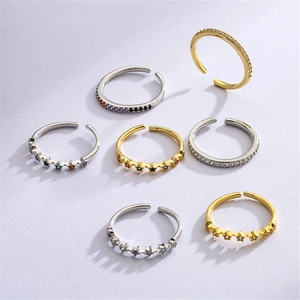 Elegante Koperen Zirkoon Open Ring Voor Dames Verstelbare Ster Rij Goud Zilver Verguld Stapelbare Sieraden
