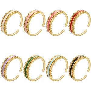 Exquisite Bunte Emaille Zirkonia Offener Ring Für Damen 18K Vergoldet Verstellbar Kupfer Ring Schmuck Geschenk