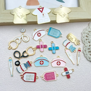 Nurse themed enamel alloy pendants for DIY bracelets and keychains with medical icons