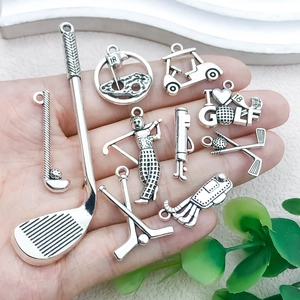 Détail des pendentifs de golf en alliage argent antique pour la création de bijoux DIY