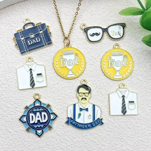 Father's Day alloy enamel charms set with briefcase and tie icons for DIY crafts