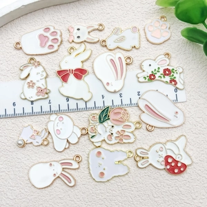 DIY enamel rabbit and cat claw alloy pendants collection with golden metal edges