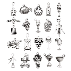 20 stuks zilveren retro legering wijnfles en glas bedeltjes voor DIY sieraden maken