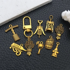 Antique gold wine series alloy charms including bottle openers and barrel for DIY jewelry