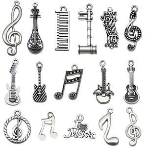 Antiek Zilveren DIY Muziekinstrument Zinklegering Hangers Muzieknoot Gitaar Piano Viool Bedels Voor Sieraden Maken DIY Knutselen