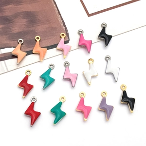 Colorful lightning bolt enamel pendants for DIY necklace and jewelry making crafts