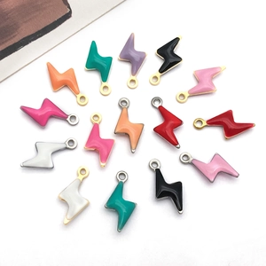 Colorful enamel lightning bolt charms in stainless steel for DIY jewelry making