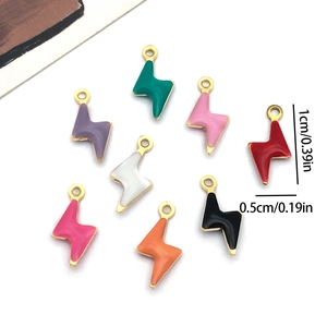 Colorful lightning bolt enamel charms in gold stainless steel for DIY jewelry making