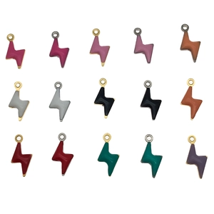 Colorful lightning bolt charms in 15 vibrant enamel colors for DIY jewelry making