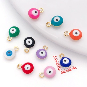 Colorful Evil Eye charms in gold plated stainless steel with enamel finish for DIY jewelry