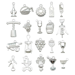 Vintage Legering Wijnfles Beker Druiven Hangers Charms Set Voor DIY Sieraden Maken Sleutelhanger Ketting Accessoires