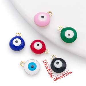 8mm round evil eye double-sided enamel charms in assorted colors for jewelry making