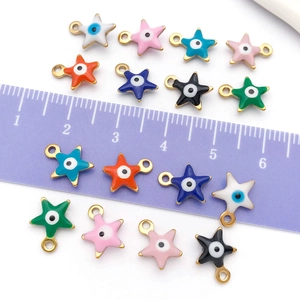 Sternförmige Evil Eye Emaille Anhänger mit Lineal für 12mm Größenreferenz