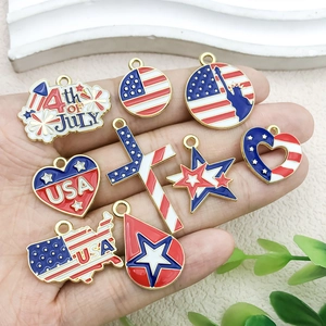 Independence Day American flag enamel charms in various shapes for jewelry making