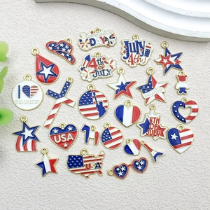 Detail of red, white and blue USA enamel charms for DIY patriotic jewelry making
