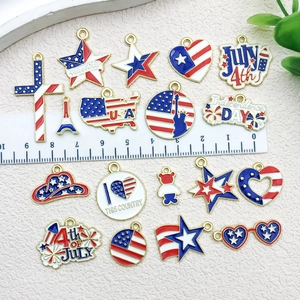 Independence Day USA flag themed enamel alloy charms set for DIY jewelry and necklaces