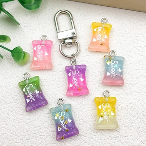 DIY crystal resin candy charm keychain set with colorful Sweet lettering and star patterns
