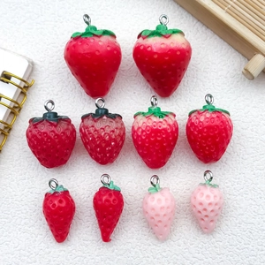 Simulation Strawberry Resin Acrylic Charms DIY Jewelry Making Pendants For Necklace Bracelet Keychain Earrings Craft Accessories