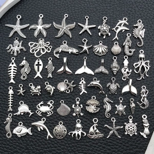 Antique Silver Ocean Theme Marine Life Alloy Pendants For DIY Jewelry Making Necklace Bracelet Earring Charms Seahorse Shell