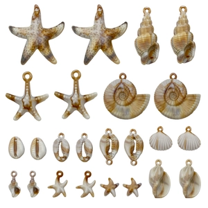 Acrylic Ocean Starfish Conch Shell Pendants Beige Brown Marble Pattern Beads Charms Jewelry Making DIY Necklace Handcraft Findings