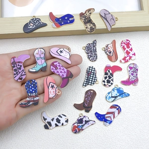 Bunte Western Cowboy Stiefel und Hut Anhänger aus Legierung für DIY Schmuck und Zubehör