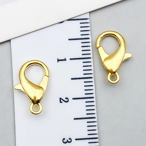 Golden alloy lobster claw clasps 12mm size for DIY jewelry making and necklace crafts
