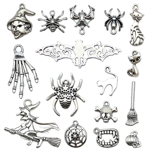 Zinc Alloy Halloween Charms For DIY Jewelry Making Witch Spider Skull Bat Pumpkin Pendants Only Without Chain Decoration
