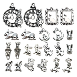 Anhänger Set aus Vintage Silberlegierung mit Hasenmotiven für DIY Schmuck und Ketten