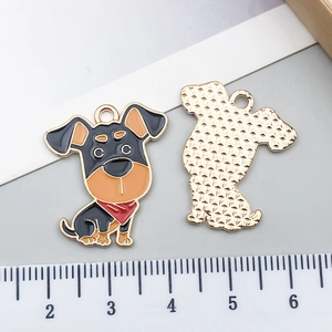 Cartoon Hund Emaille Anhänger mit Vorder- und Rückansicht für DIY Halsketten und Schlüsselanhänger