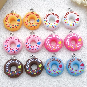 Resin Donut Pendants For Jewelry Making Colorful Simulation Food Charms For Necklace Bracelet Keychain Earrings DIY Crafts