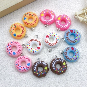 Colorful resin donut pendants with Chocolate text for DIY jewelry making accessories
