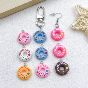 Colorful resin donut pendants and earrings set for DIY jewelry and keychains