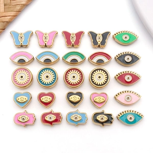 Stainless Steel Enamel Drip Evil Eye Hamsa Hand Heart Butterfly Spacers Beads DIY Bracelet Necklace Jewelry Making Findings Accessories
