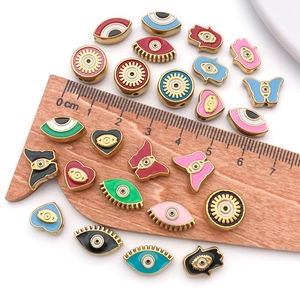 Bohemian style stainless steel enamel evil eye and heart charms for DIY jewelry making