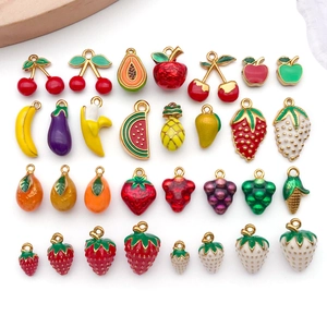 Pendentifs Fruits Légumes En Acier Inoxydable Émail Charms Colorés Pour Fabrication De Bijoux Collier Bracelet Nouveauté