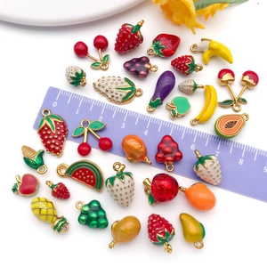 Pendentifs fruits 3D en acier inoxydable pour bijoux DIY avec échelle de mesure