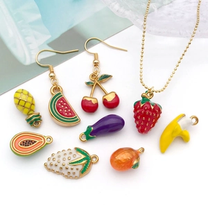 Pendentifs de fruits colorés en acier inoxydable pour bijoux DIY boucles d'oreilles
