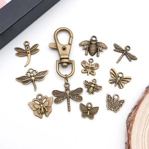 Ensemble détaillé de breloques insectes en bronze antique et fermoir pour bijoux DIY
