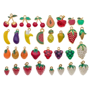 28 breloques colorées en émail fruits et légumes pour la création de bijoux DIY