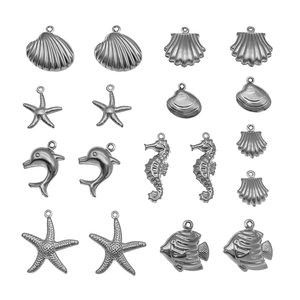 Marine series stainless steel ocean charms for DIY necklaces with starfish and seahorse