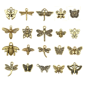 Pack de 20 colgantes de insectos en bronce vintage para joyería artesanal DIY