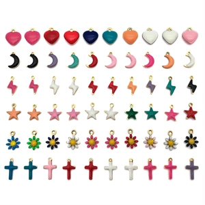 Enamel Stainless Steel Mini Heart Star Moon Lightning Cross Pendants DIY Jewelry Earring Necklace Charms Accessories