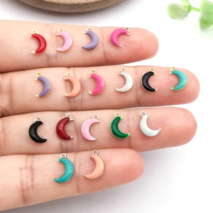 Colorful moon shape stainless steel enamel charms for DIY bracelet making projects